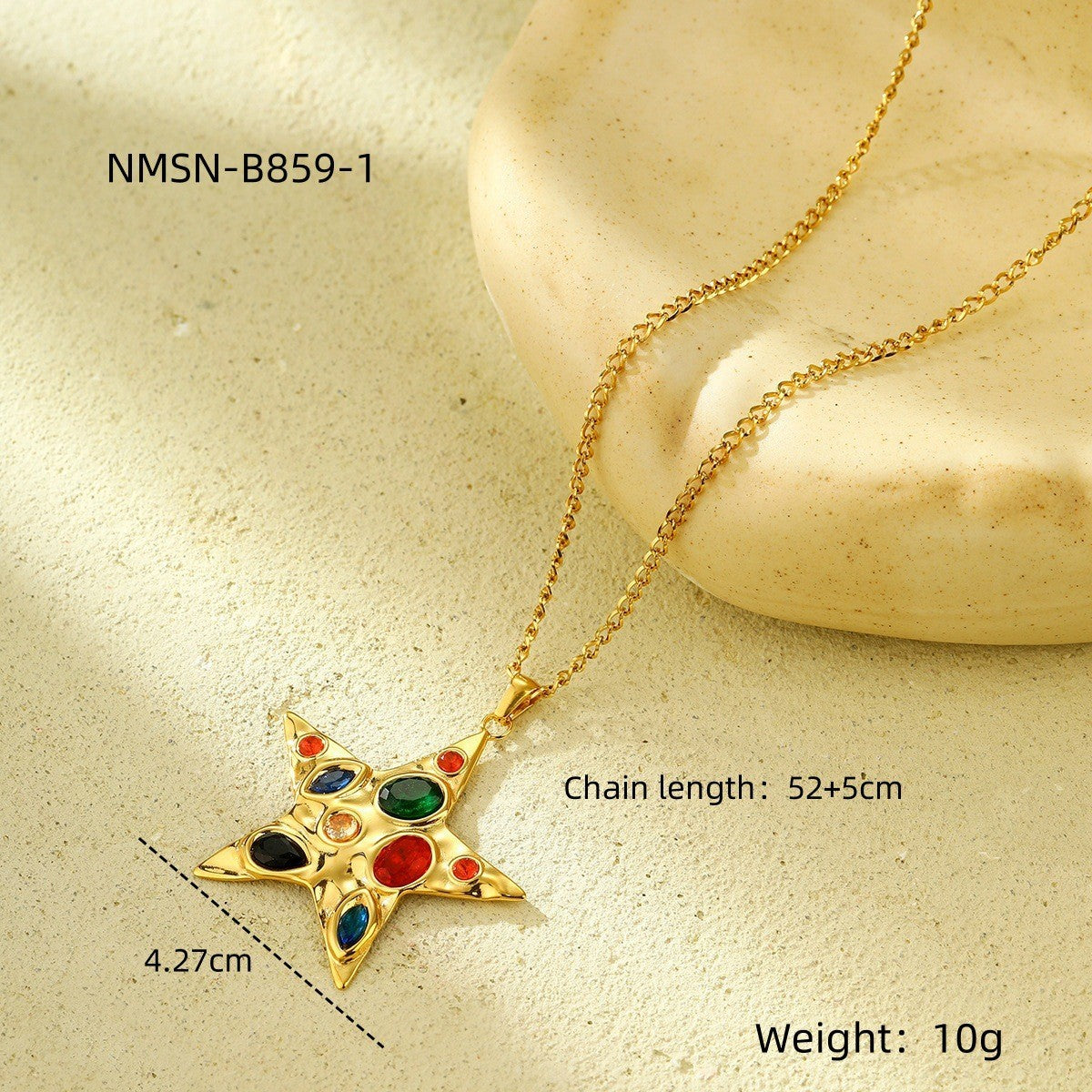 Wholesale  exaggerated stainless steel necklace color zircon love shaped  jewelry