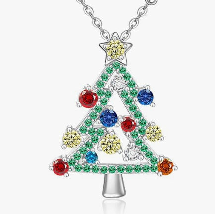 Wholesale Color Christmas Tree Diamond Earrings Necklace Bracelet suit