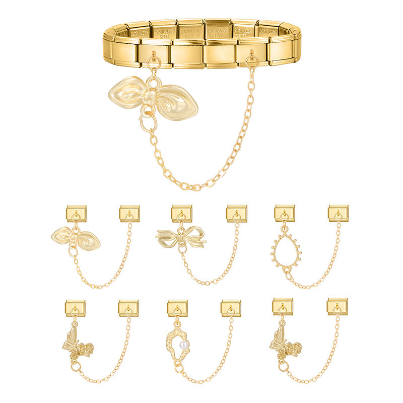 Wholesale Italian Charm Bracelet 9mm DIY Splicing Double Pendant  Stainless Steel Composable Bracelet