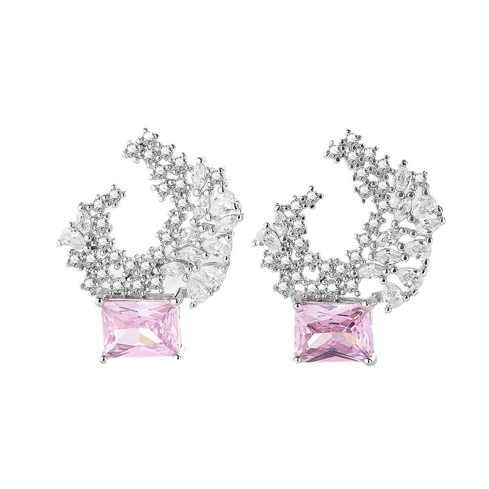 Wholesale Pink Zircon Copper Earrings ACC-ES-BLX003