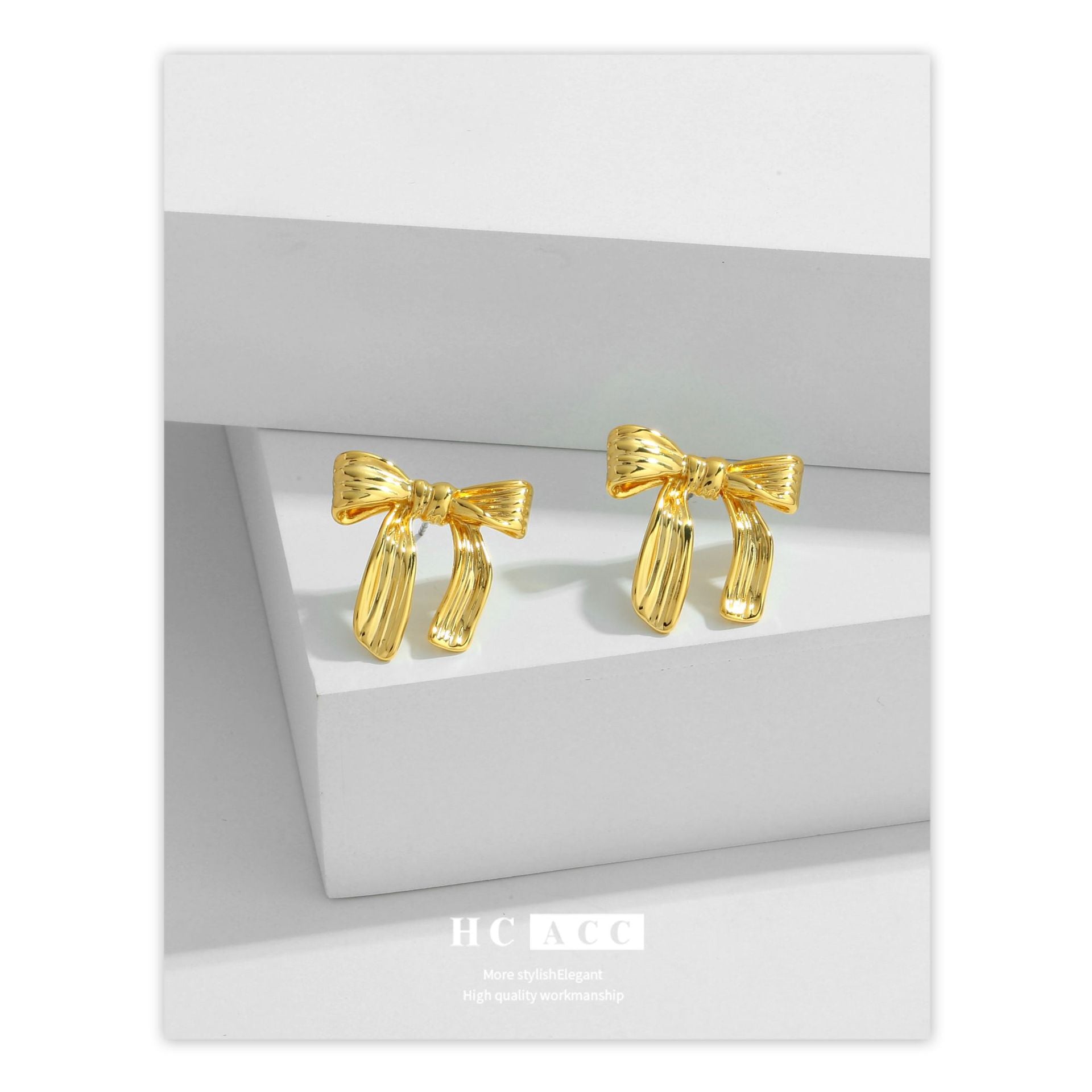 Wholesale Bow Earrings, Light Luxury, High Grade Copper Plated Earrings, ACC-ES-HuaChuang009