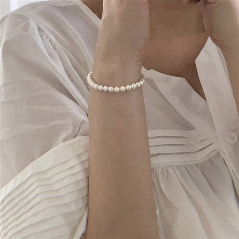 Wholesale Pearl Bracelet S925 Sterling Silver Magnetic Buckle Bracelet