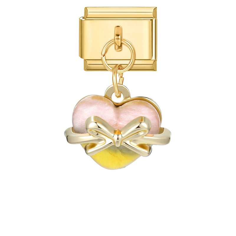 Wholesale Italian Charm Bracelet 9mm DIY Splicing Colored Gold Pendant Stainless Steel Composable Bracelet