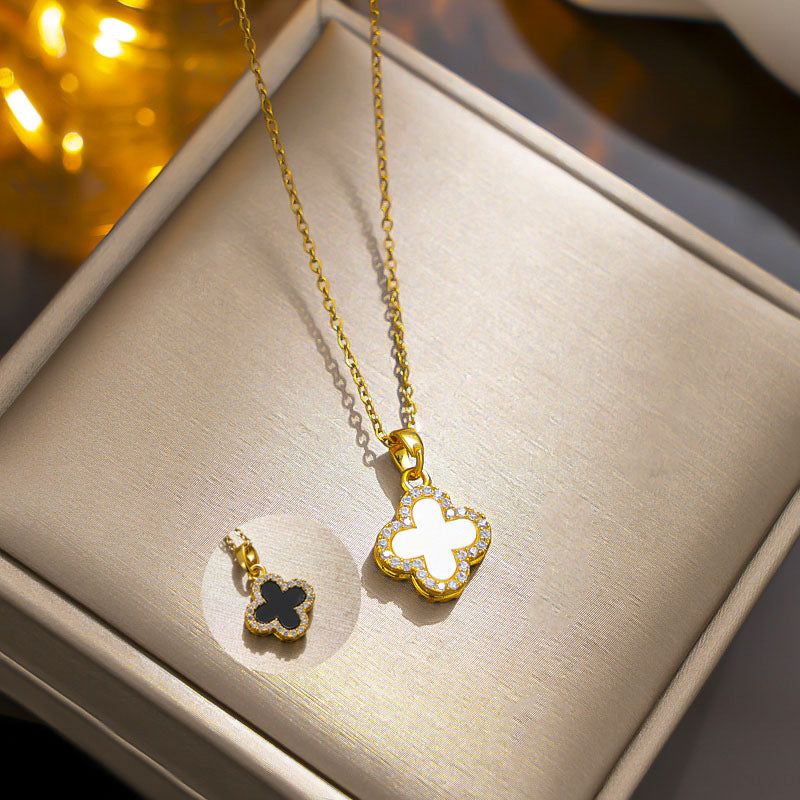 Wholesale Gold Diamond Four-leaf Clover Necklace ACC-NE-KuCai016