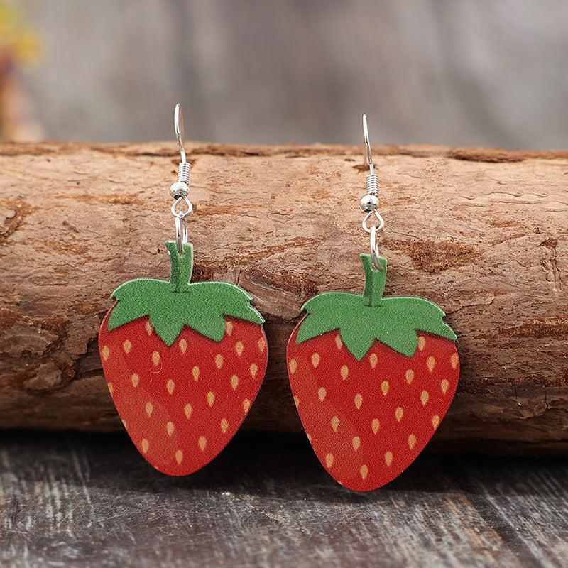 Wholesale Fruit Strawberry Acrylic Earrings