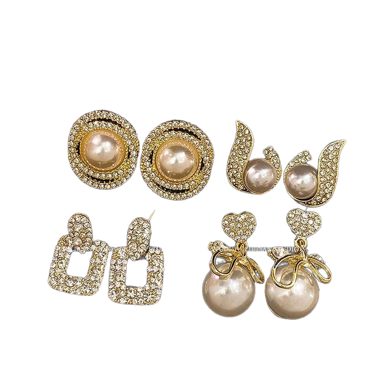 Wholesale Trendy Light Luxury Pearl Earrings Alloy Electroplated