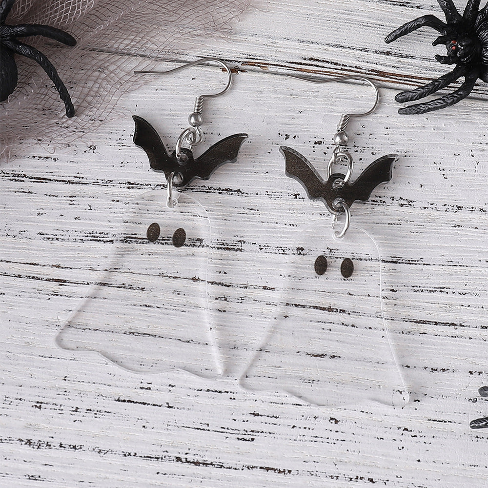 Wholesale  Halloween Bat Ghost Splicing Pendant Acrylic Earrings