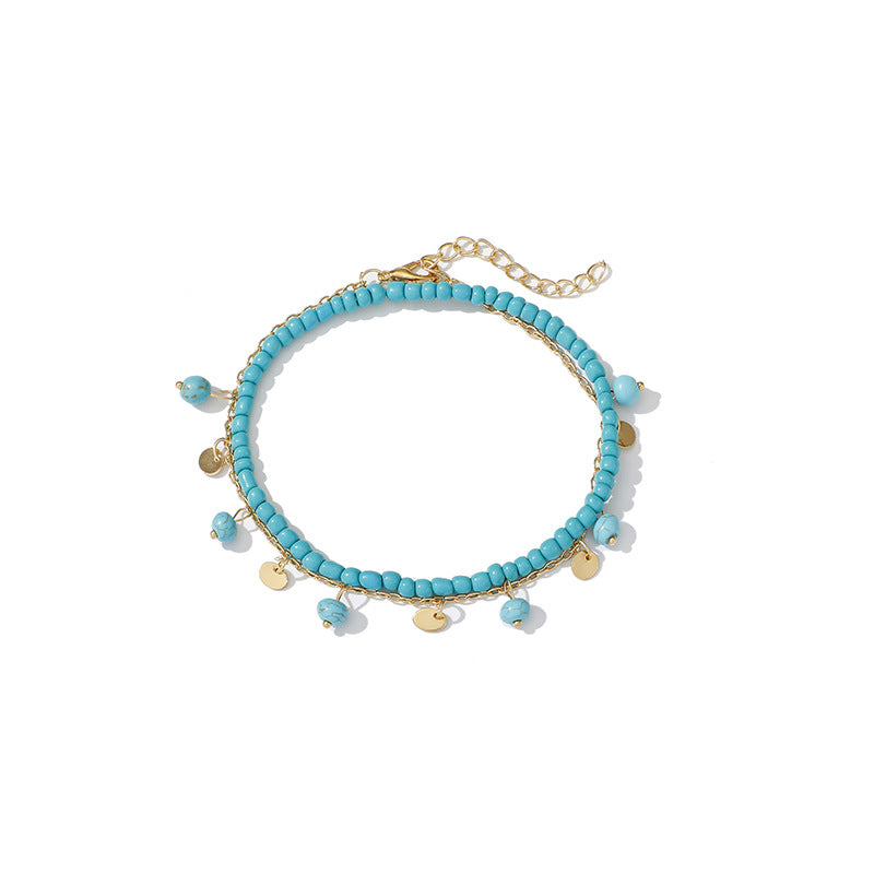 Wholesale combination anklet retro Bohemian turquoise anklet