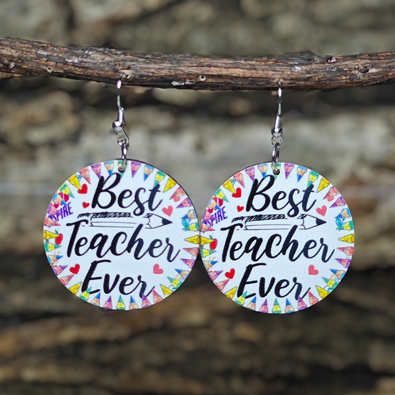 Wholesale  College Style Earrings Globe Apple Pencil Drop Earrings