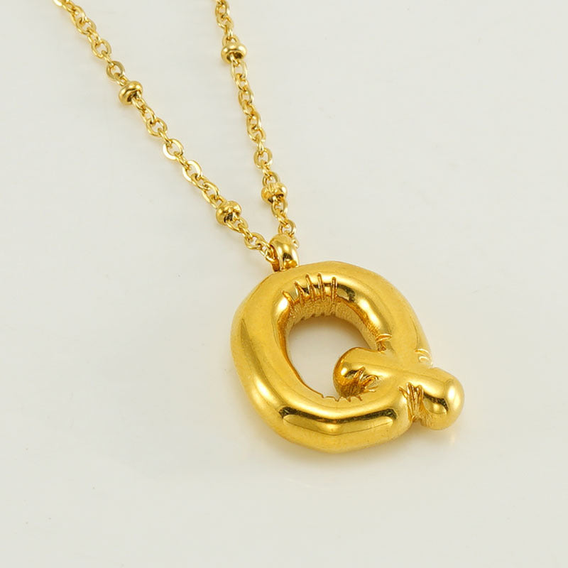 Wholesale  bubble letter necklace 18K stainless steel English letter pendant jewelry