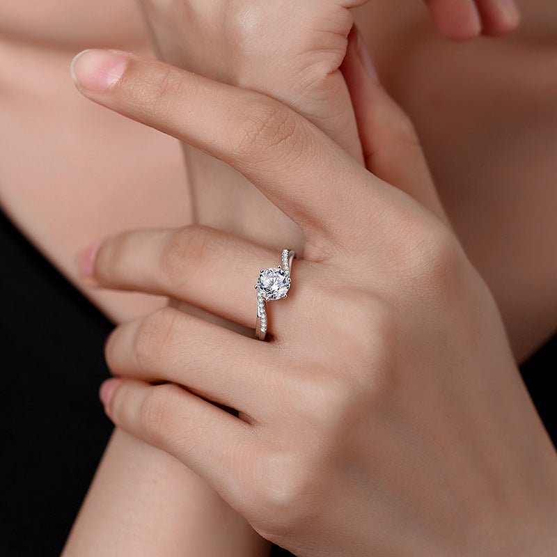 Wholesale s925 sterling silver  moissanite  twisted six-claw rings