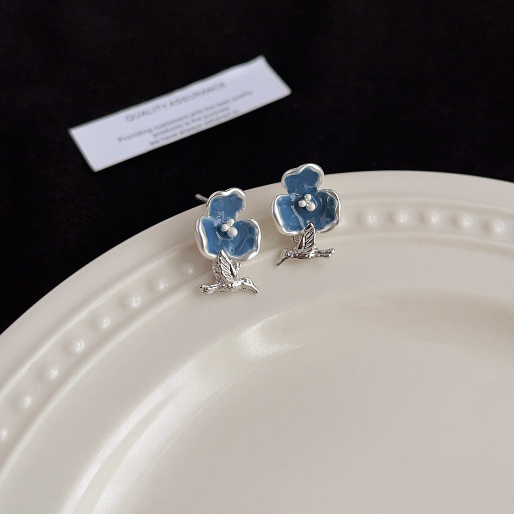 Wholesale Blue oil-drop retro earrings