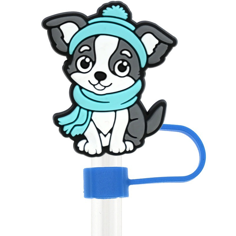 Wholesale Random 100pcs Cute Ice and Snow Series 10mm PVC Soft Straw Tube Cap  ACC-SCR-RYY109