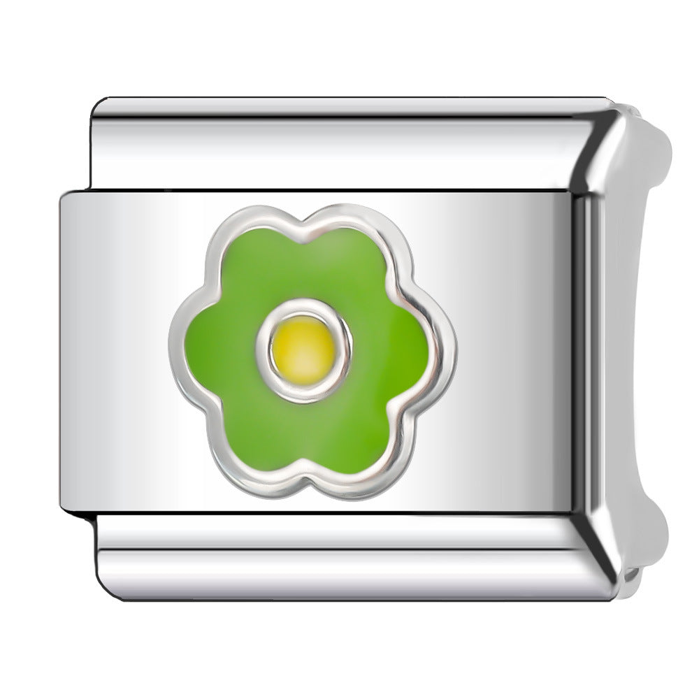 Wholesale Italian Charm Bracelet 9mm DIY Splicing Creative Flower Stainless Steel Composable Bracelet