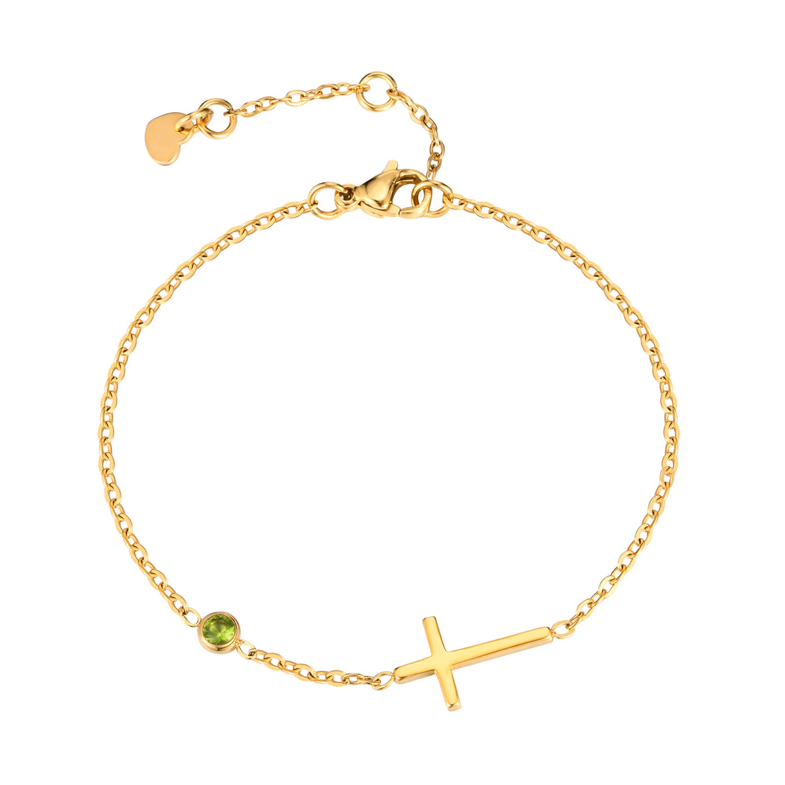 Wholesale Stainless Steel Gold Cross Birthstone Bracelet For Women Fashion Jewelry Accessory For Everyday Wear
