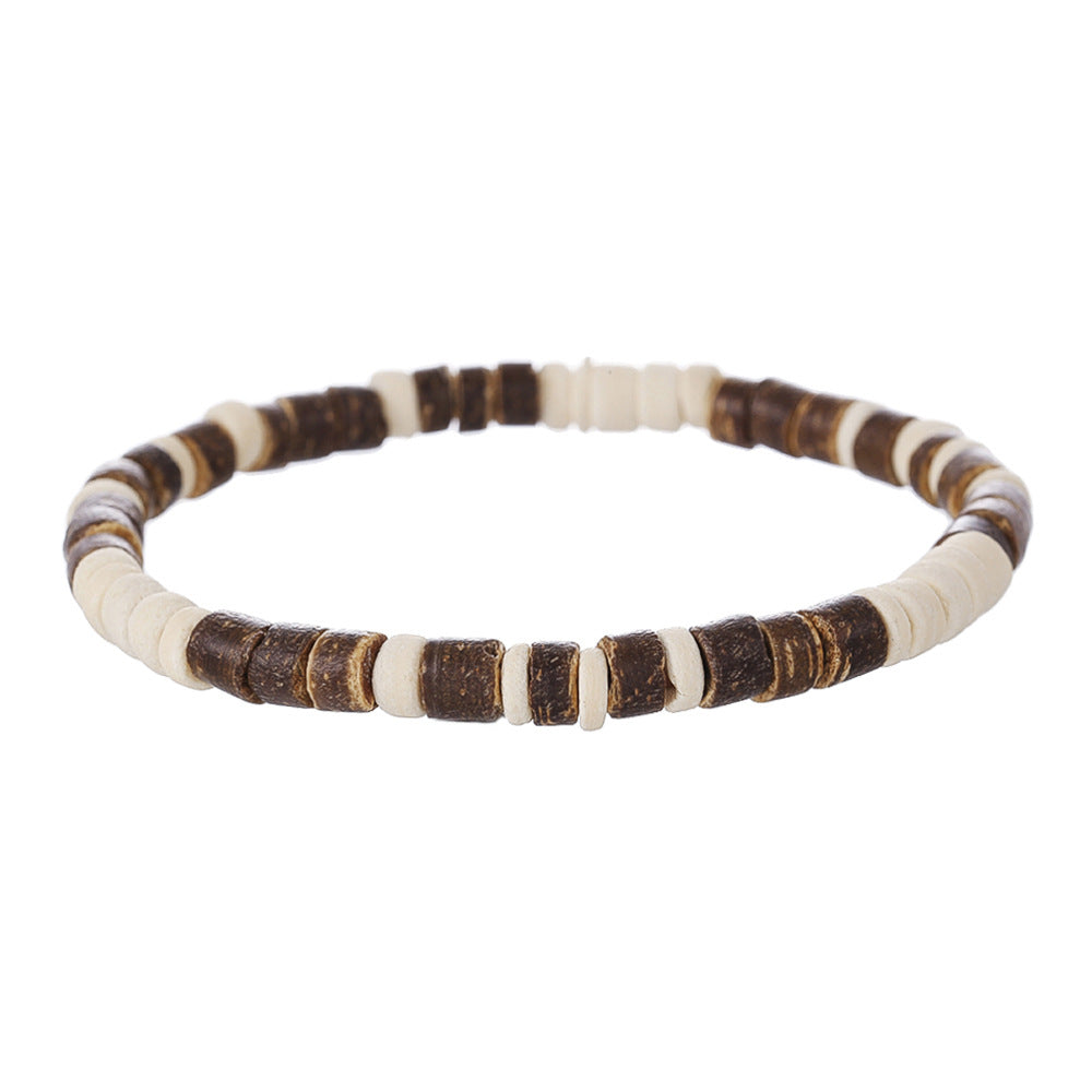 Bracciale con perline di legno turchese semplice all'ingrosso Bracciale con guscio di noce con perline di alta qualità