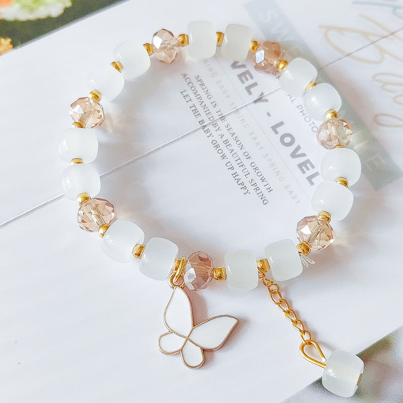 Wholesale Glass Crystal Butterfly Bracelet,  Handmade Barrel Beads Fashion Accessory for Women