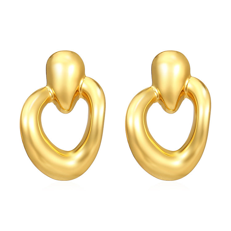 Wholesale Square Stripe Stainless Steel Light Luxury 18K Earrings ACC-ES-MuShan026