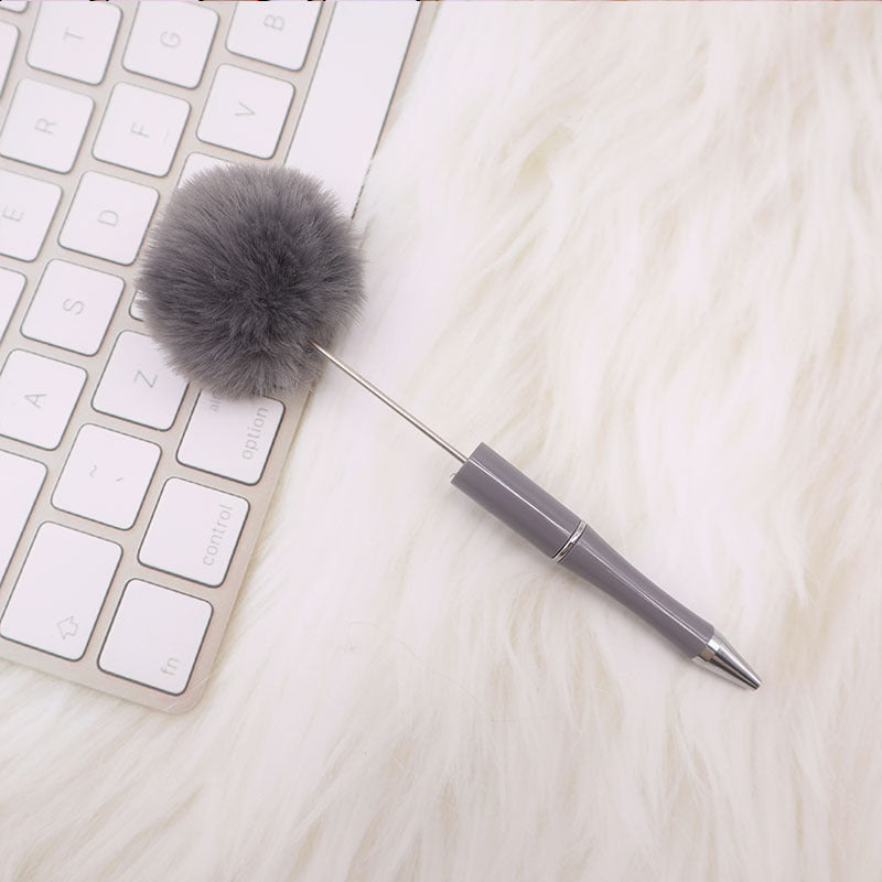 Wholesale Pom Pom Beadable Pen Leopard Print Hair Ball DIY Beaded Ballpoint Pen ACC-PN-CY003