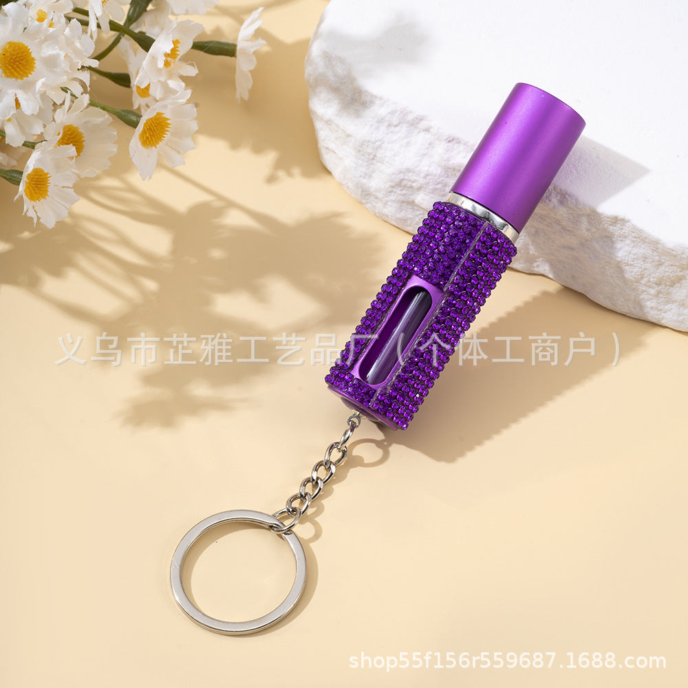 Wholesale 5ml Diamond-encrusted Girl' s Perfume Bottling Keychain Small Portable Keychains Accessories