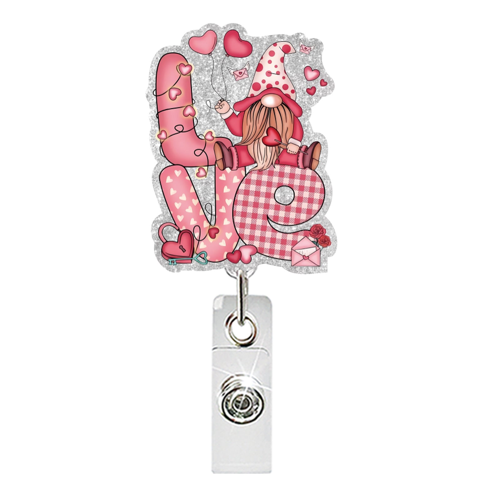 Wholesale Valentine' s Day Acrylic Dwarf LOVE  Badge Reels