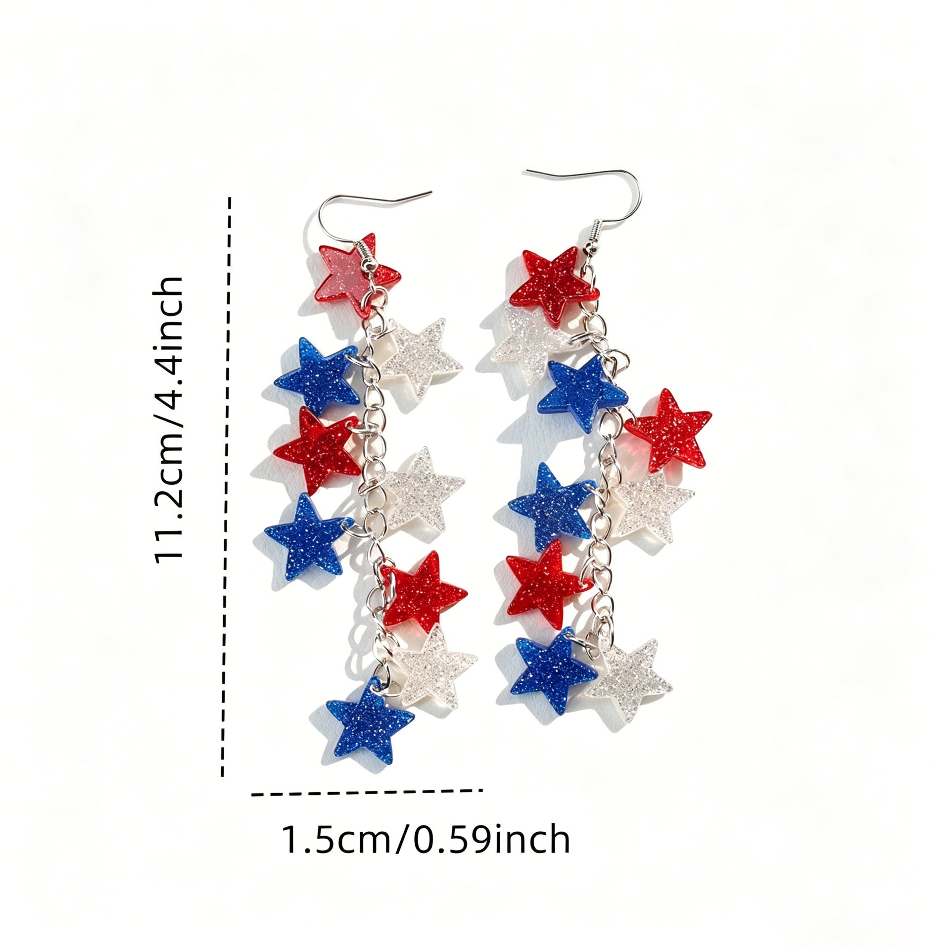 Wholesale Independence Day Five-Pointed Star Glitter Acrylic Earrings