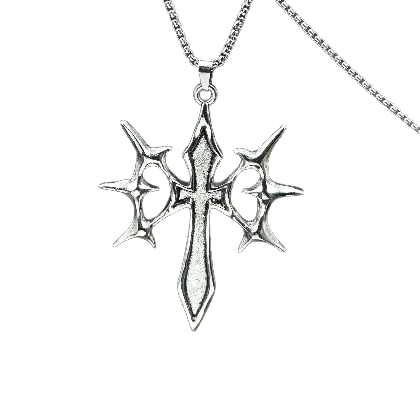 Wholesale Gothic n Cross Pendant Necklace Stainless Steel Chain Rave Party Jewelry Accessory For Boutique Resale