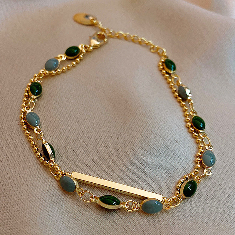 Wholesale Electroplated Mixed Materials Geometric Bracelet for Women,  Trendy Retro Colorblock Design,  Fashion Jewelry Accessory