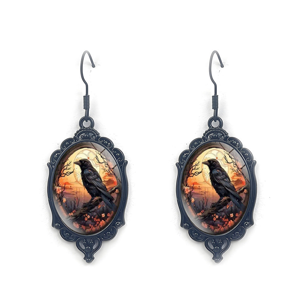 Wholesale Halloween Dark Series Oval Pendant Earrings
