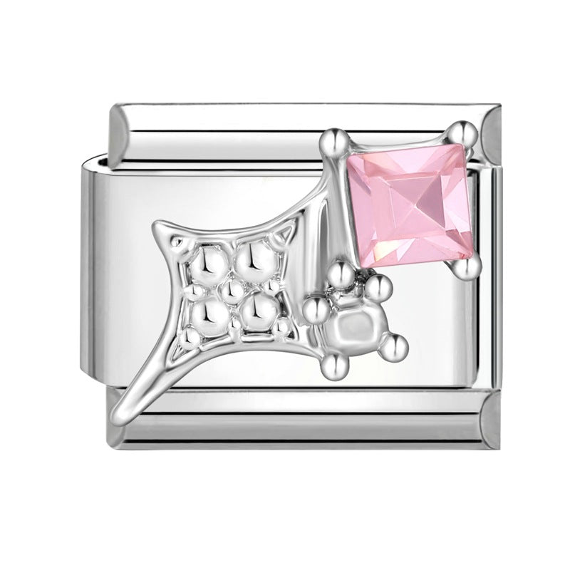 Wholesale Italian Charm Bracelet 9mm DIY Splicing Diamond Pendant Stainless Steel Composable Bracelet