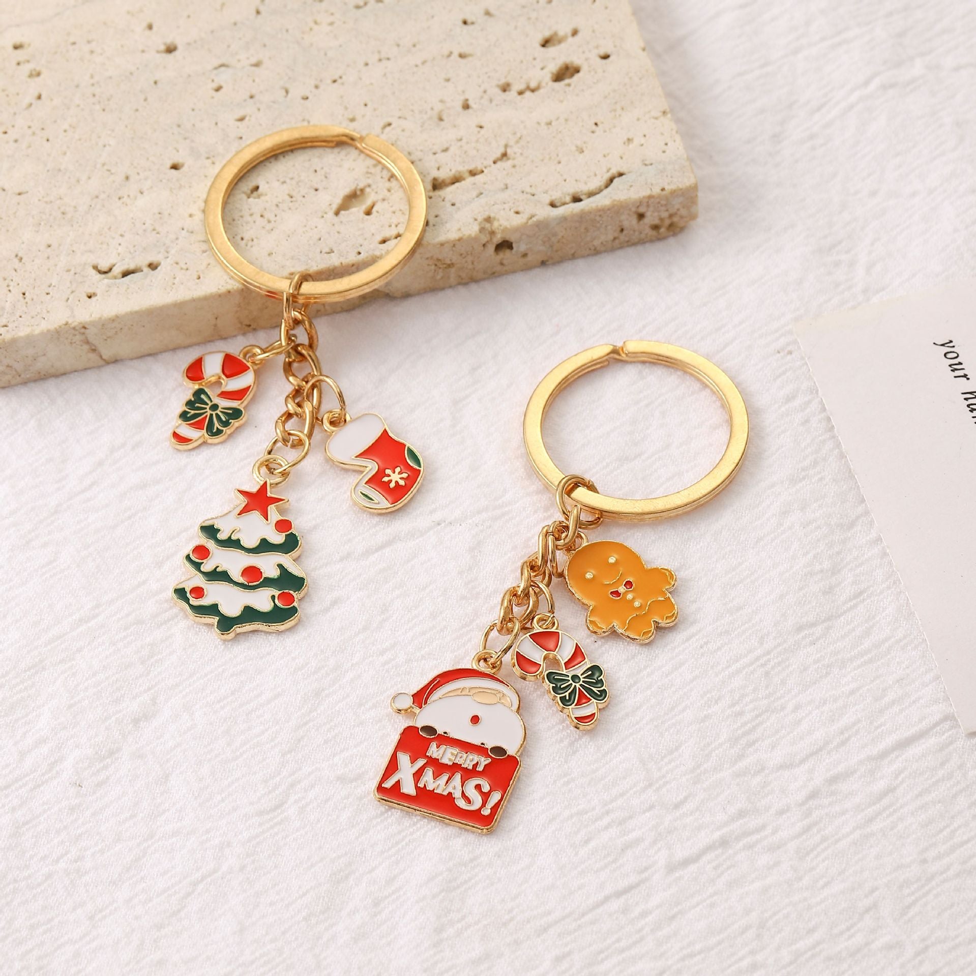 Wholesale Christmas cute Christmas tree old man bell snowflake keychain