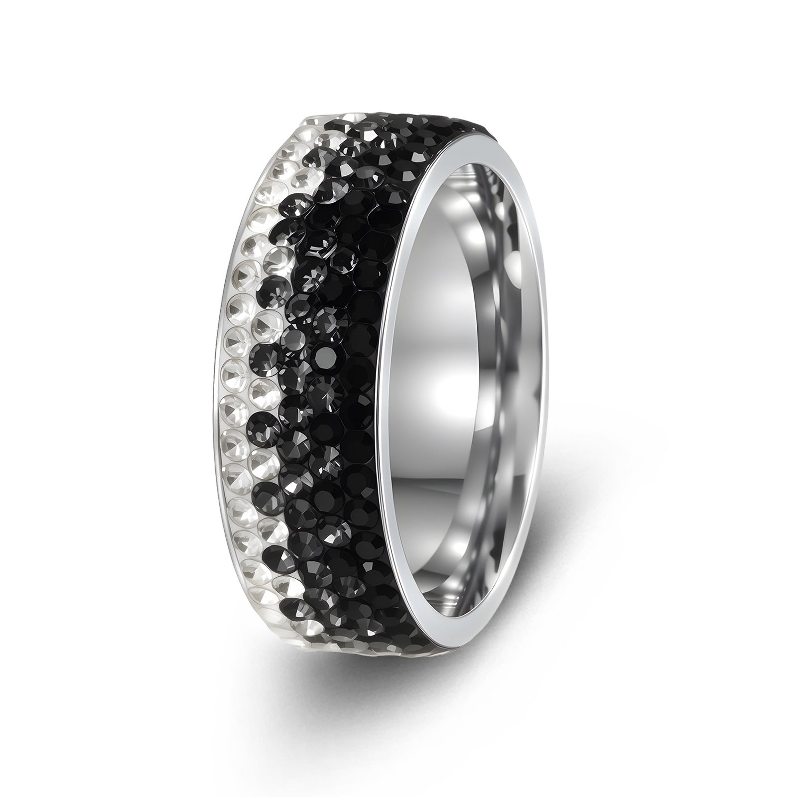 Wholesale European Style Stainless Steel Electroplated Five-Row Ring for Women - Fashion Jewelry Accessory