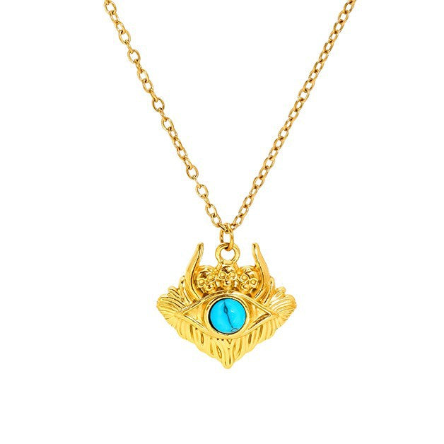 Wholesale Titanium Steel Sunflower Devil' s Eye Necklace Pendant for Everyday Wear Boutique Jewelry Accessory