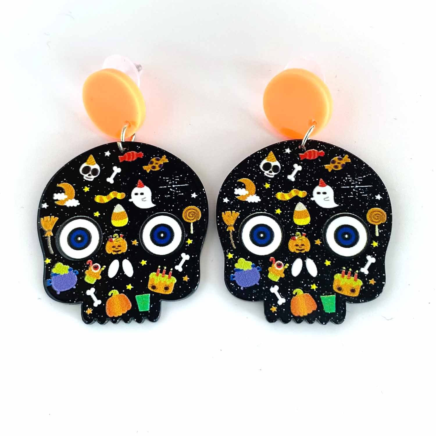 Wholesale Halloween Spider Skull Pumpkin Acrylic Earrings ACC-ES-ChenY023