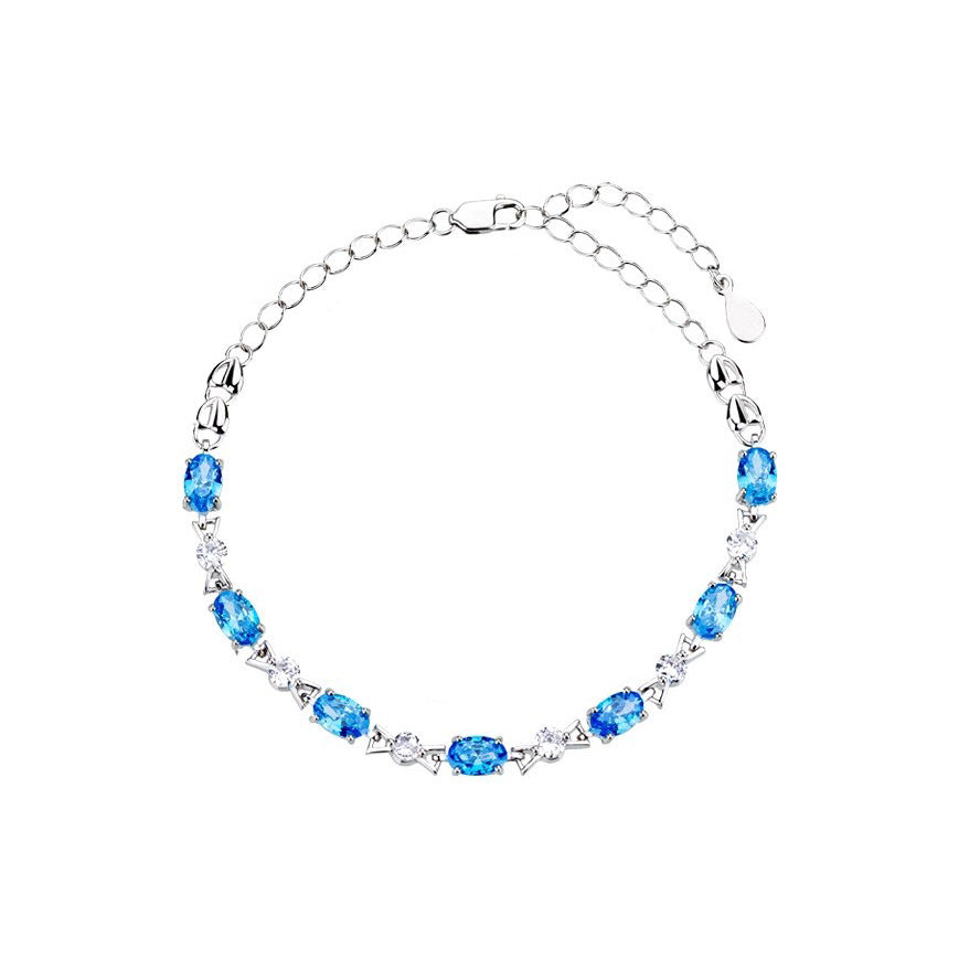 Wholesale s925 silver blue crystal bow bracelet