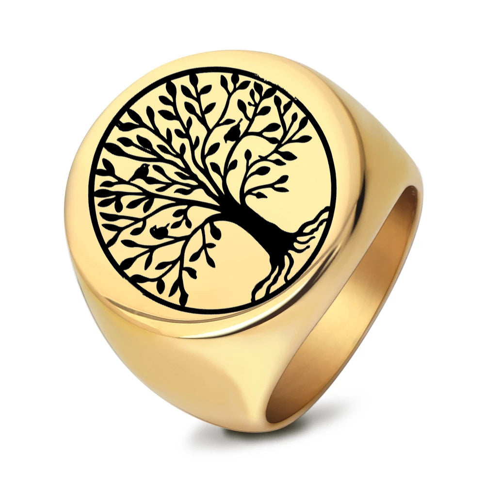 Wholesale  Rock Retro Tree of Life Titanium Steel Ring
