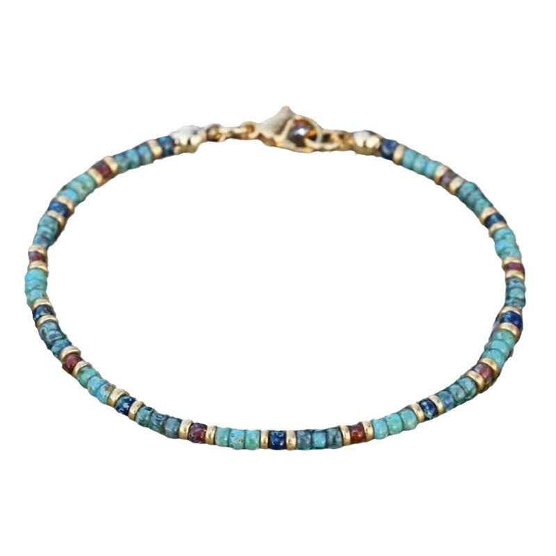 Wholesale  Retro Fresh Anklet Bohemian Vacation Style  Pattern Stone Beaded Anklet