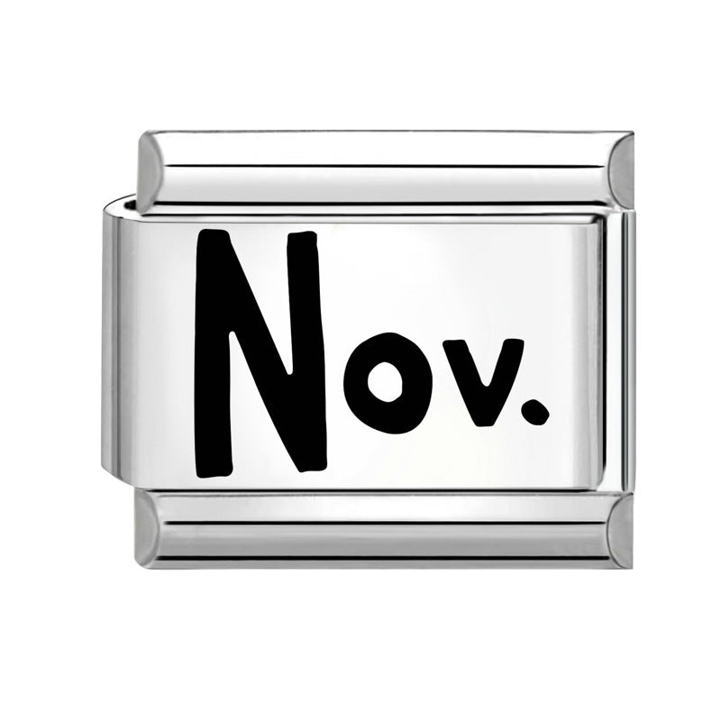 Wholesale Italian Calendar-Themed DIY Modular Bracelet Black White Stainless Steel for Jewelry Accessory Everyday Wear