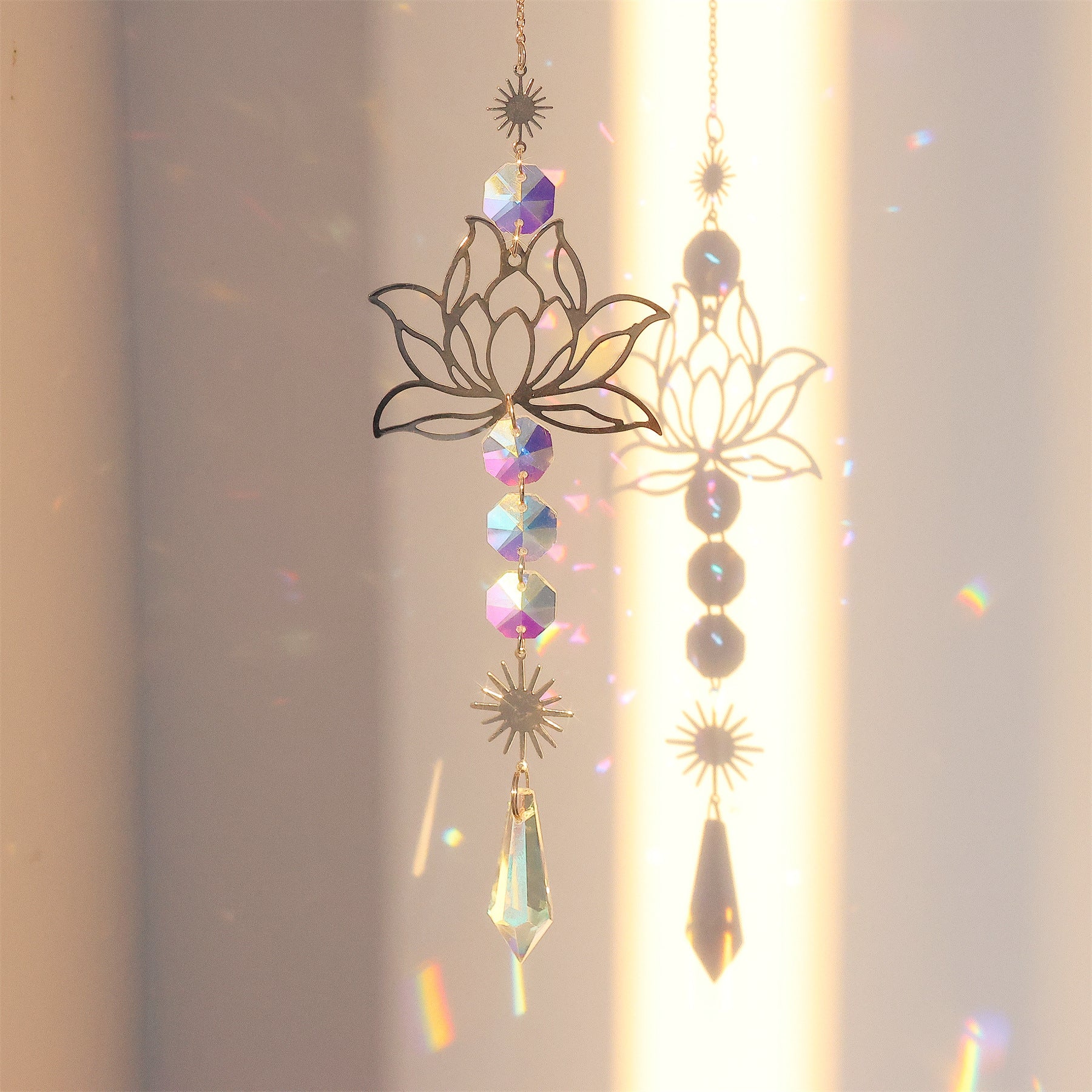 Wholesale water lotus crystal sun catcher home garden hanging ornaments  decoration