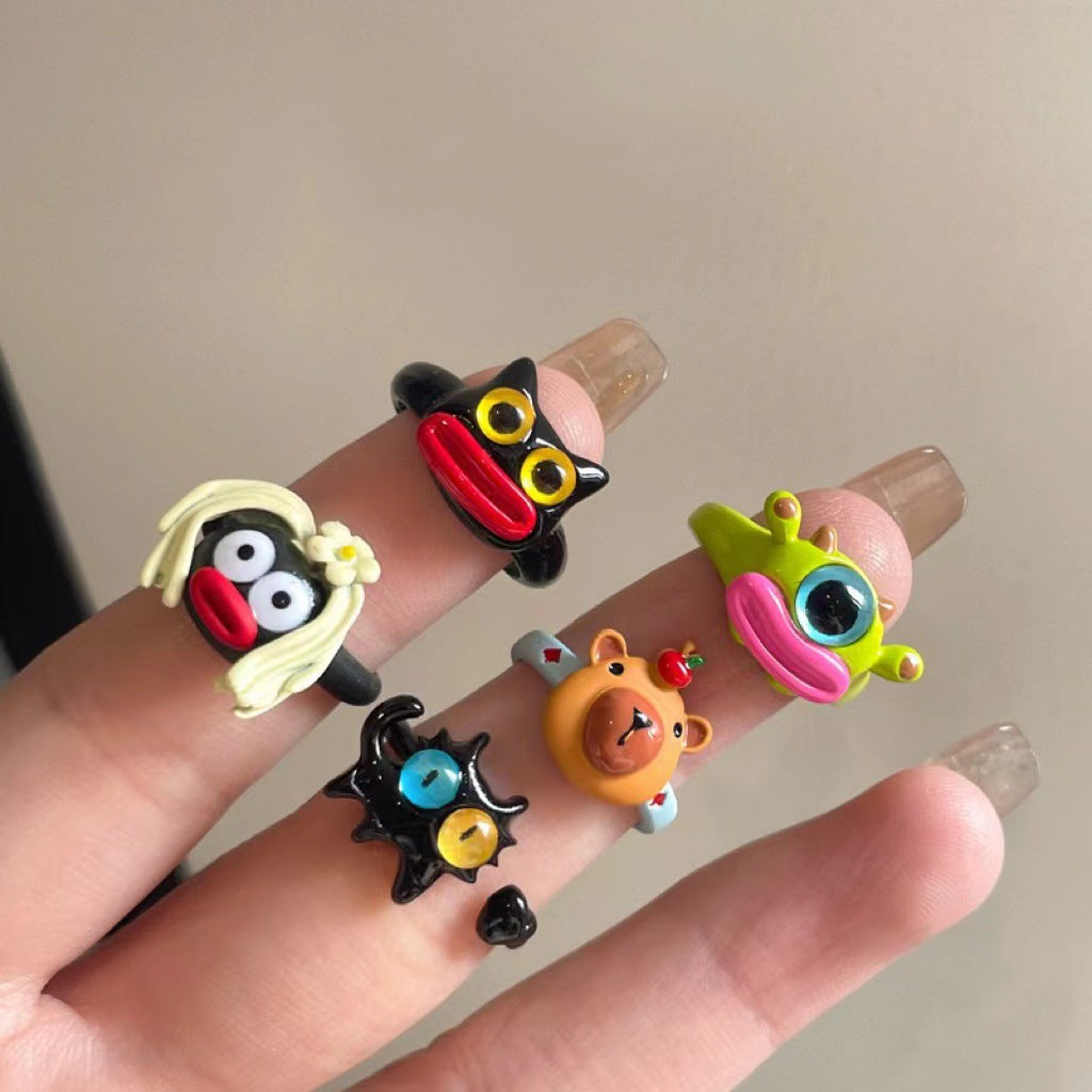 Wholesale Cute Ugly Cute Cartoon Oil Dropping Opening Ring