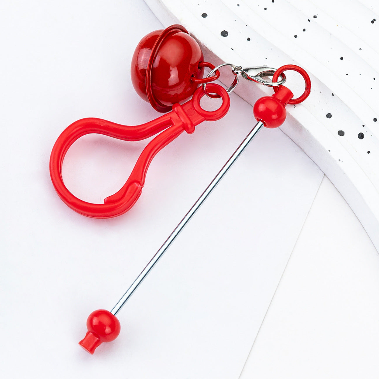 Wholesale DIY Beaded Bell Keychain Candy Color Plastic Keychain