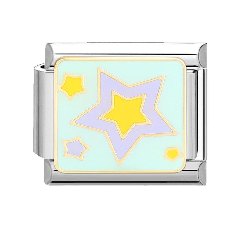 Wholesale Italian Beaded Bracelet 9mm DIY Splicing Removable Yellow Cartoon Series Stainless Steel Combinable Bracelet