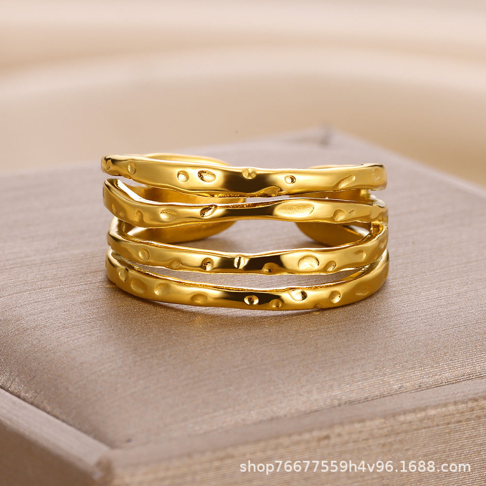 Wholesale  Light Luxury Stainless Steel 18k Gold Plated Ring