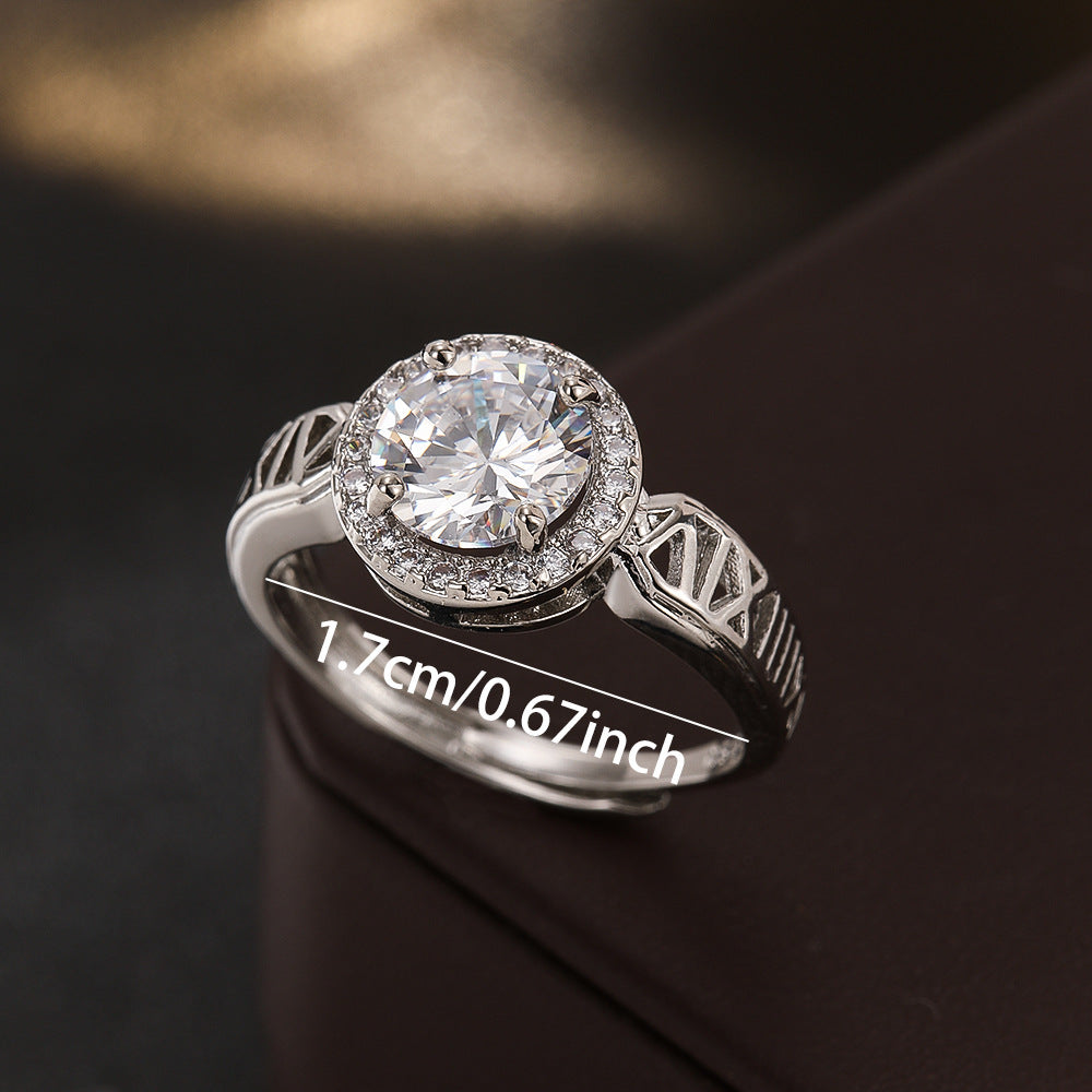 Wholesale Copper Zircon Roman Numeral Ring Stylish Silver Tone Women S Fashion Accessory For Everyday Wear Gift