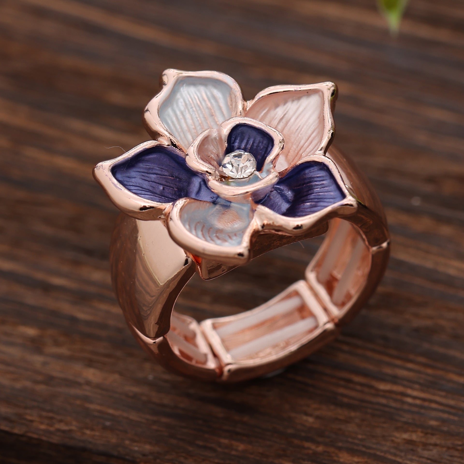 Wholesale  Five-Petal Plum Blossom Elastic Adjustable   Ring