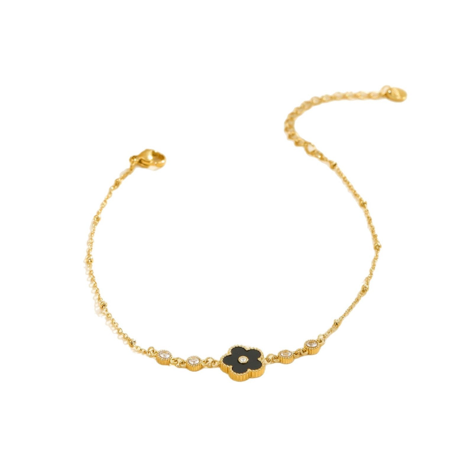 Wholesale  stainless steel 18k golden five leaf flower anklet