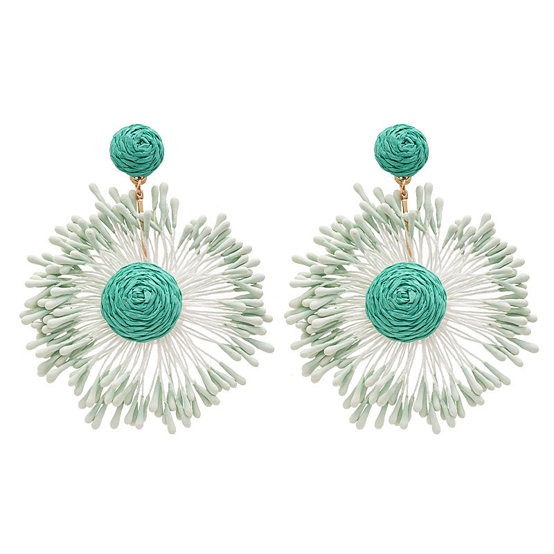Wholesale Hand-woven Flower Fireworks Steel Needle Earrings