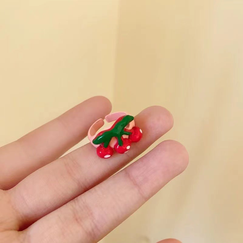 Wholesale  Color Drop Glaze Cartoon Fruit Ring