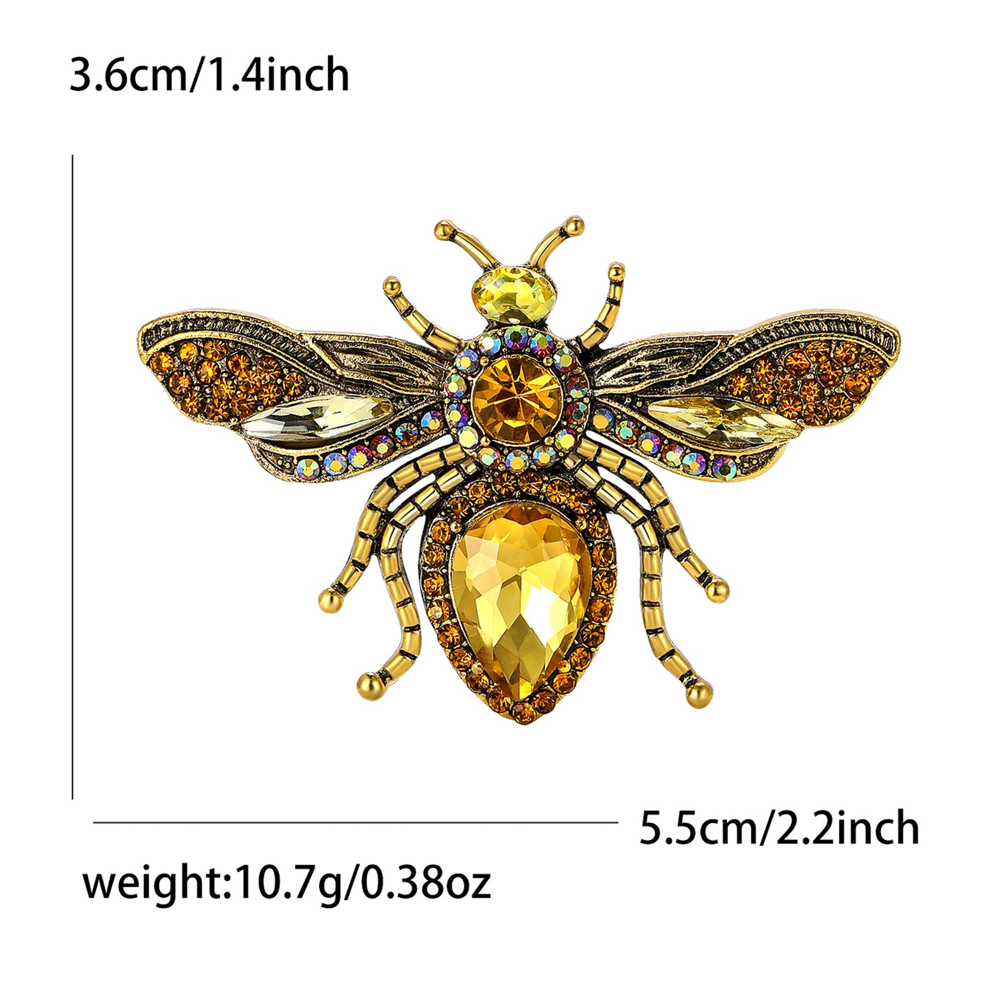 Wholesale Alloy Rhinestone Bee Brooch Pin Chic Unisex Suit Lapel Everyday Accessory