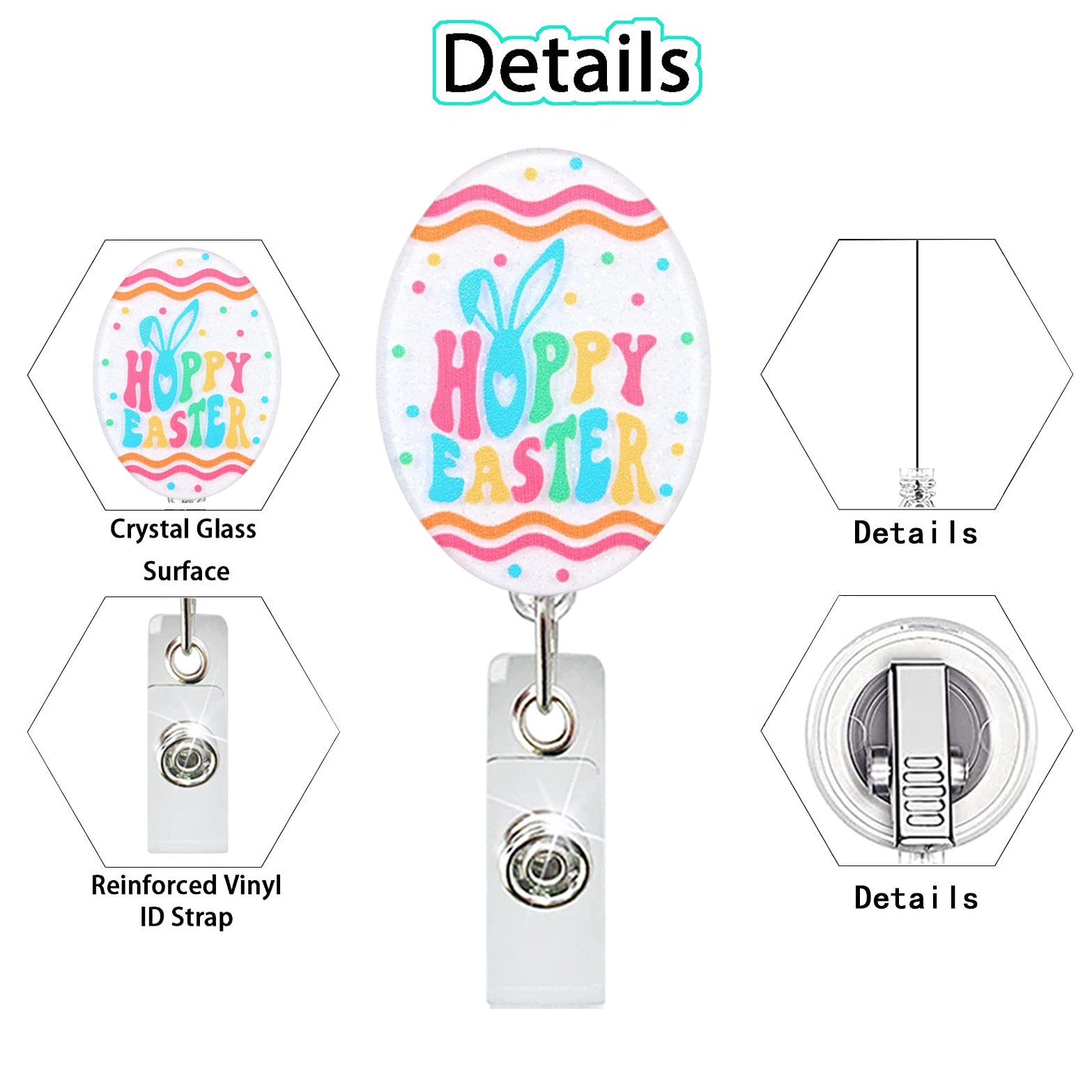 Wholesale Abs Plastic Retractable Rotating Badge Holder with Easter Bunny Egg Design for ID Cards